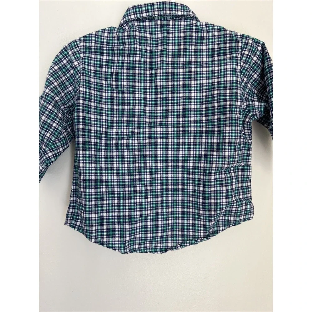 Vtg Oshkosh Vestbak Denim Bib Overalls Plaid Shirt Set Boys 12M USA RARE Plane